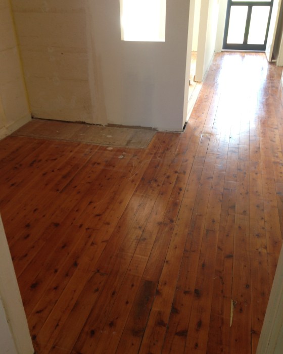 The hallway before the sanding commenced.